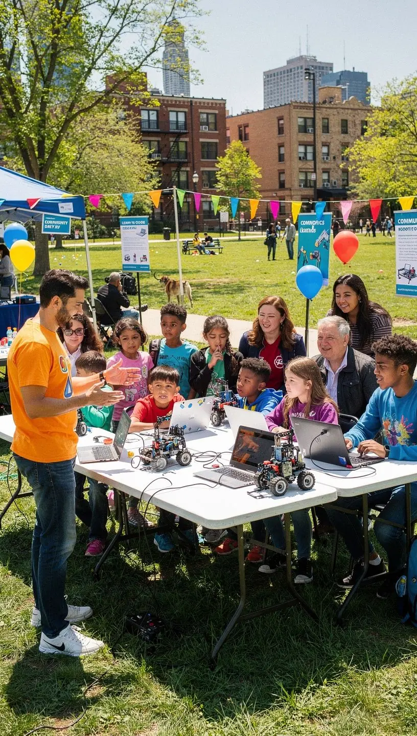 Urban scene with technology and digital privacy concepts.