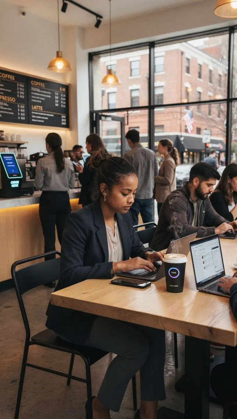 Urban commuters using electric scooters and bikes.